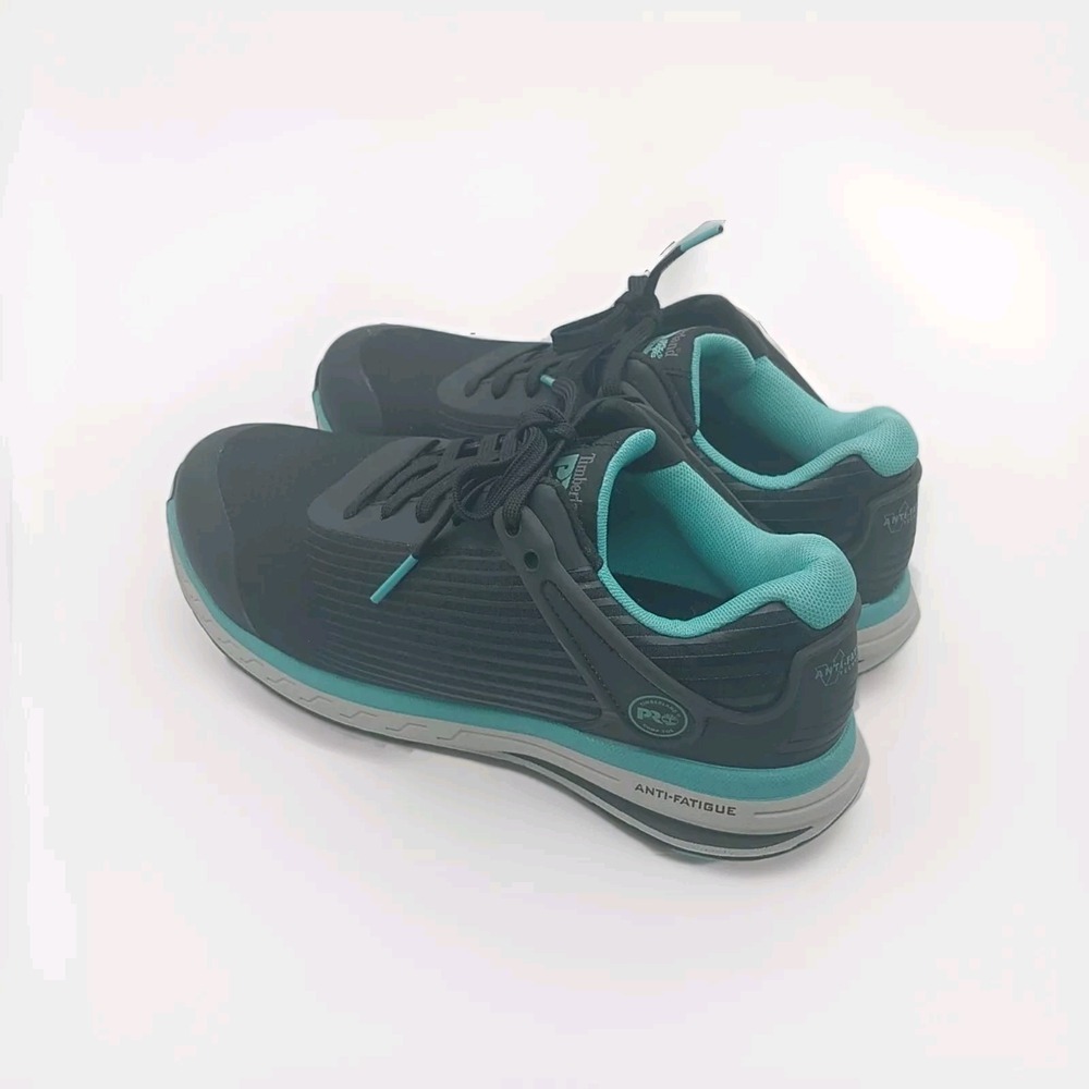 Timberland PRO Reaxion Womens 8W Black Teal Composite Toe Work Shoes A655B